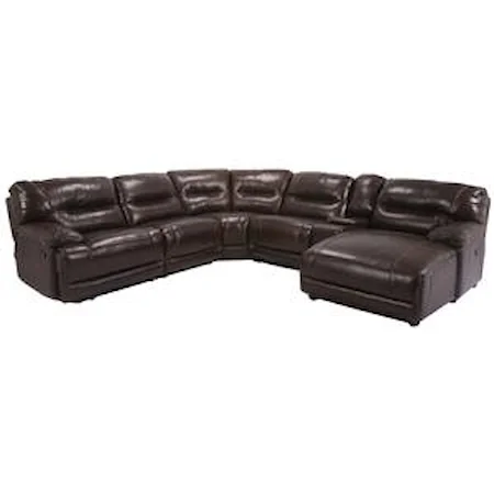 Casual Reclining Sectional Sofa with Chaise & Console